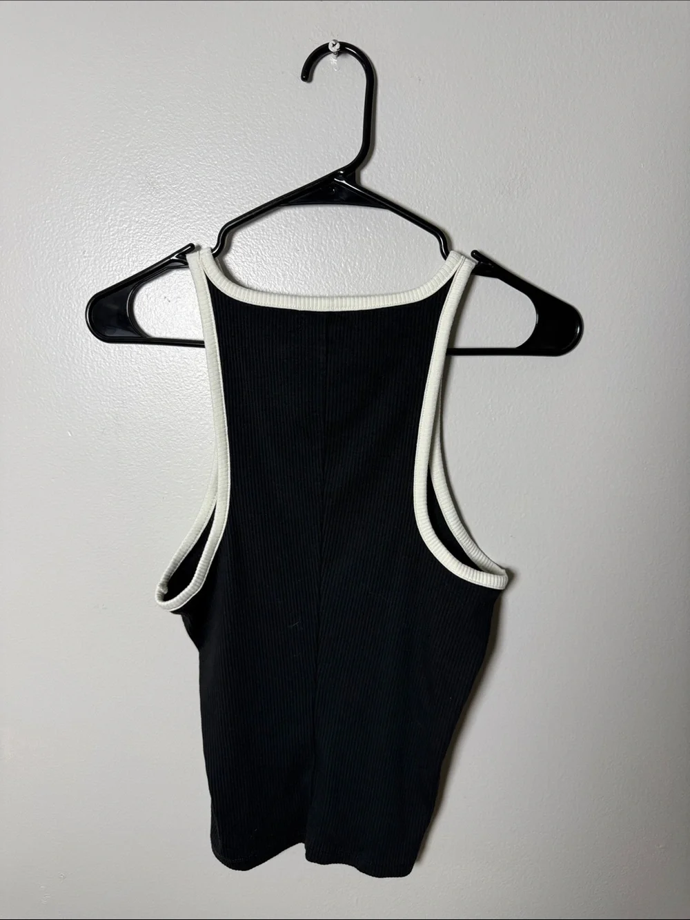 J.Crew Black Ribbed Tank with White Trim Size Medium